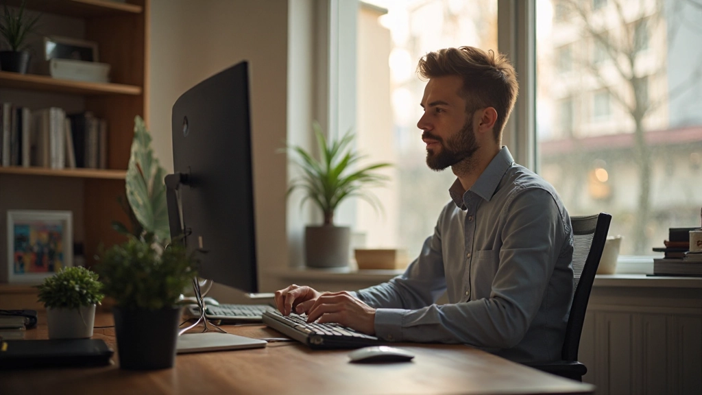 Уютный домашний офис с эргономичной мебелью и правильным освещением