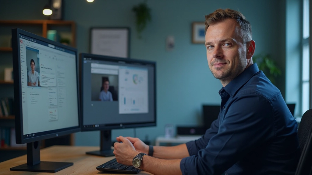 Команда коллег в видеоконференции с использованием современных инструментов